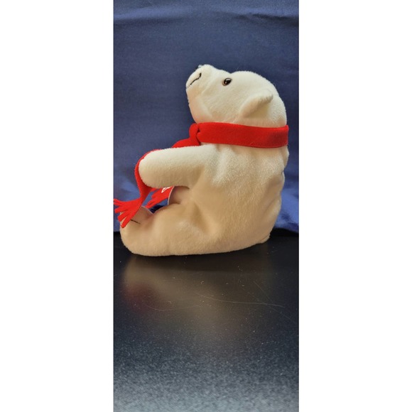 Vintage Coca Cola Polar Bear Plush 1998 Red Scarf and Coke Bottle 6" Bean Bag - Picture 7 of 12